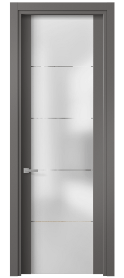 Межкомнатная дверь Planum 4114 Матовый классический серый Сатинированное стекло с гравировкой «КВАДРО», триплекс Цена 60299 ₽ | Volhovec
