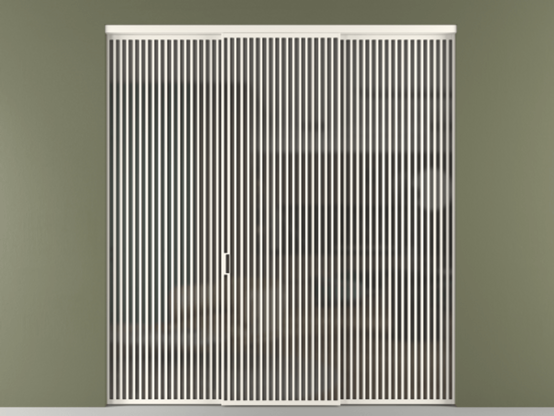Перегородка Формато внутри проёма 3 створки АЛПР 040.06 Алюминий пудровый белый Сатинированное серое стекло, триплекс Цена 503300 ₽ | Volhovec