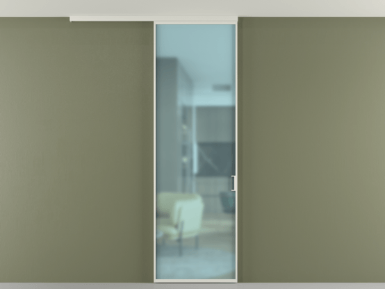 Алюминевая перегородка АЛПР 040.01_БЕЛ_САТ ГОЛ_new. Цвет Алюминий Белый. Материал Алюминий. Коллекция Перегородка Formato вдоль стены на потолок 1 створка. Картинка.