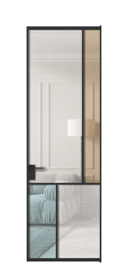 Межкомнатная дверь АЛПЛ041.21 ЧРН 4 стекла. Цвет Алюминий Черный. Материал Алюминий. Коллекция Mosaic. Фото. Дверь межкомнатная АЛПЛ041.21 ЧРН 4 стекла. Цвет Алюминий Черный. Материал Алюминий. Коллекция Mosaic. Картинка.