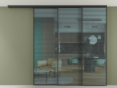 Перегородка Formato вдоль стены на потолок 3 створки с синхронным механизмом