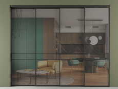 Перегородка Формато внутри проёма 4 створки с синхронным механизмом