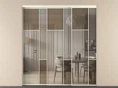 Перегородка Mosaic внутри проёма 3 створки с синхронным механизмом